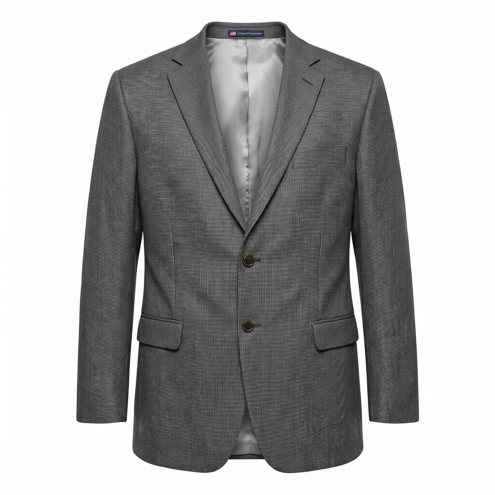 Hart Schaffner Marx Mens 46R Grey Micro Check Sport Coat Blazer Made in USA